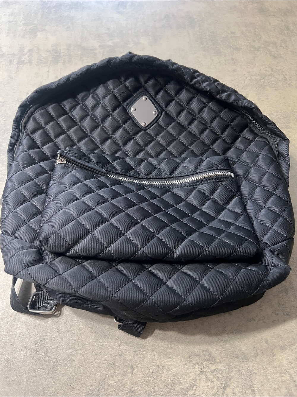 Claire's Quilted Black Backpack with Silver Hardware